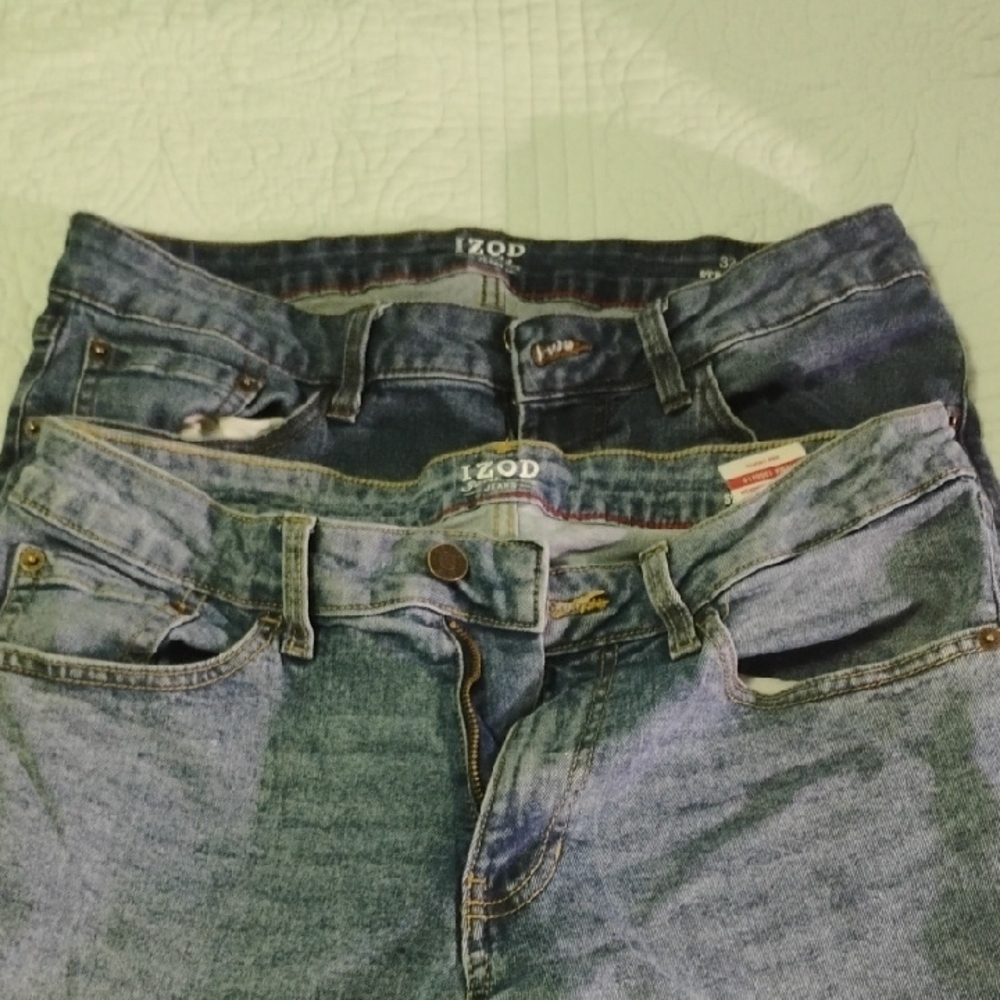 2 Pairs Izod Blue Jeans Classic Straight Fit